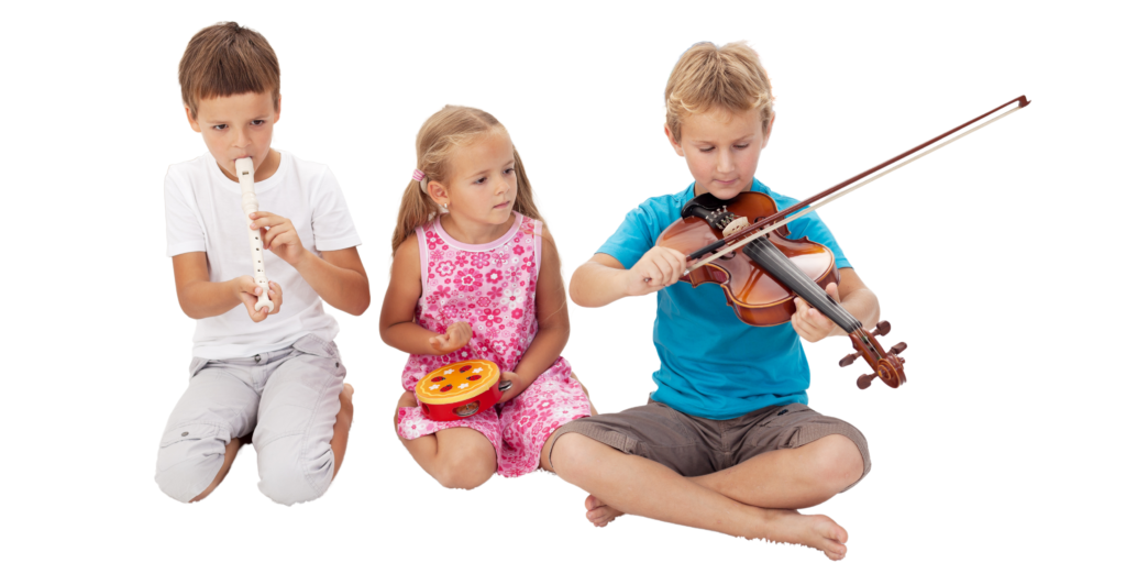 kids are playing musical instruments