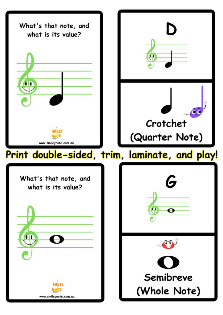 music flashcards treble clef - music thoery for kids