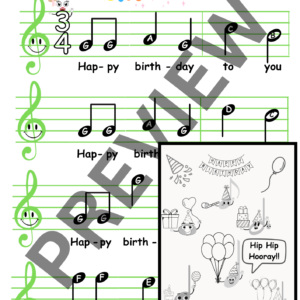 Happy Birthday Music Sheet and Coloring Page