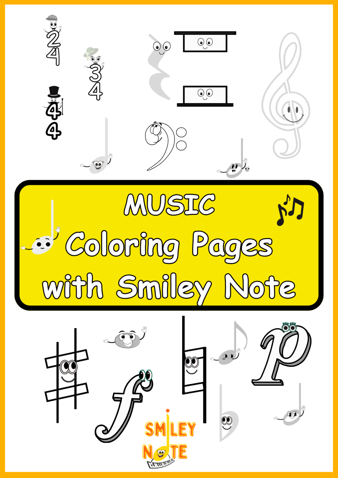 🎵 Fun Music Coloring Pages with Smiley Note – 20-Page Printable PDF 🎵 ...