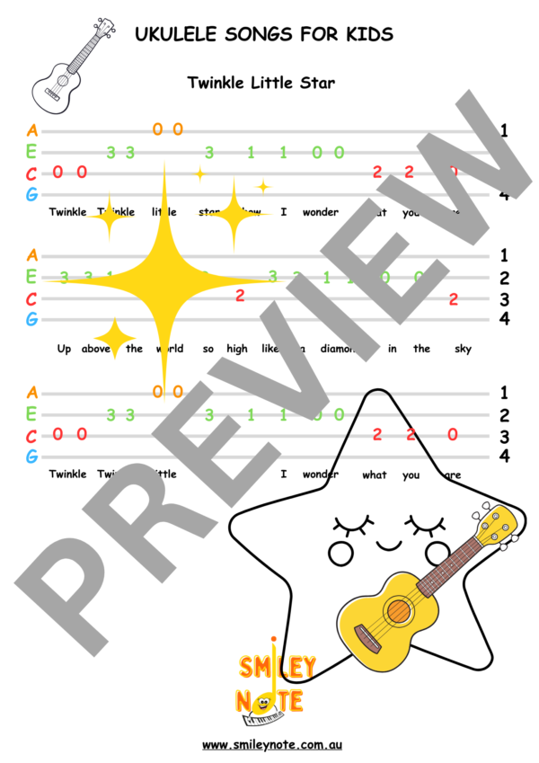 twinkle twinkle little star easy ukulele tab