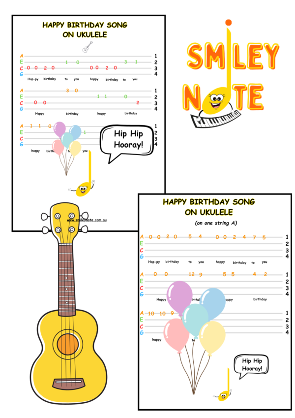 happy birthday song on ukulele printable tab pdf