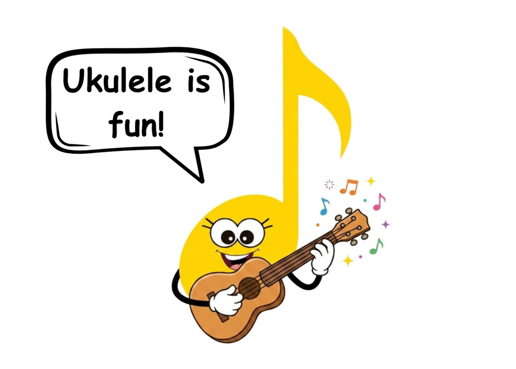 ukulele is fun - smiley note